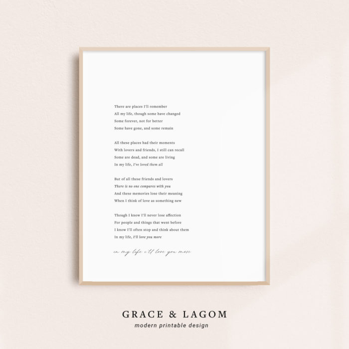 song lyrics wall art | In My Life