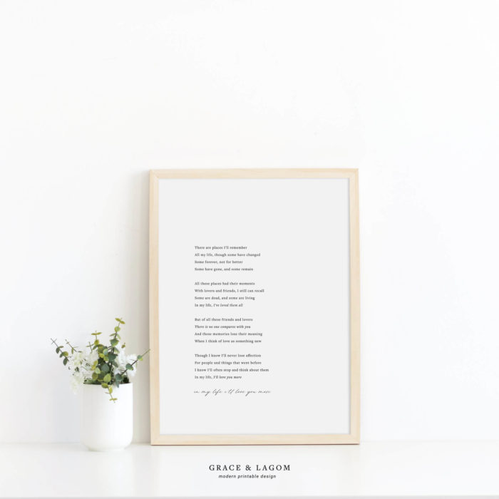 song lyrics wall art | In My Life