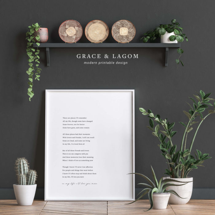 song lyrics wall art | In My Life