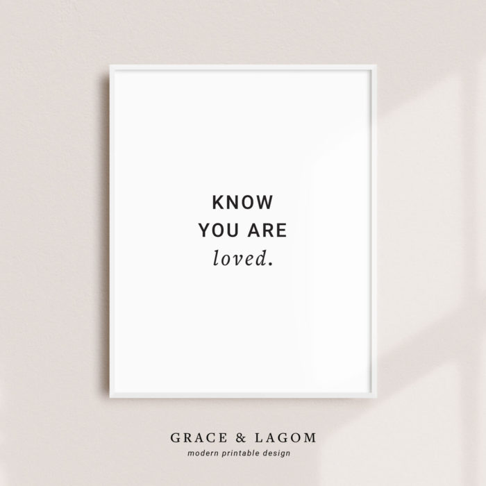 Printable Wall Art | Typography Print | Know You Are Loved