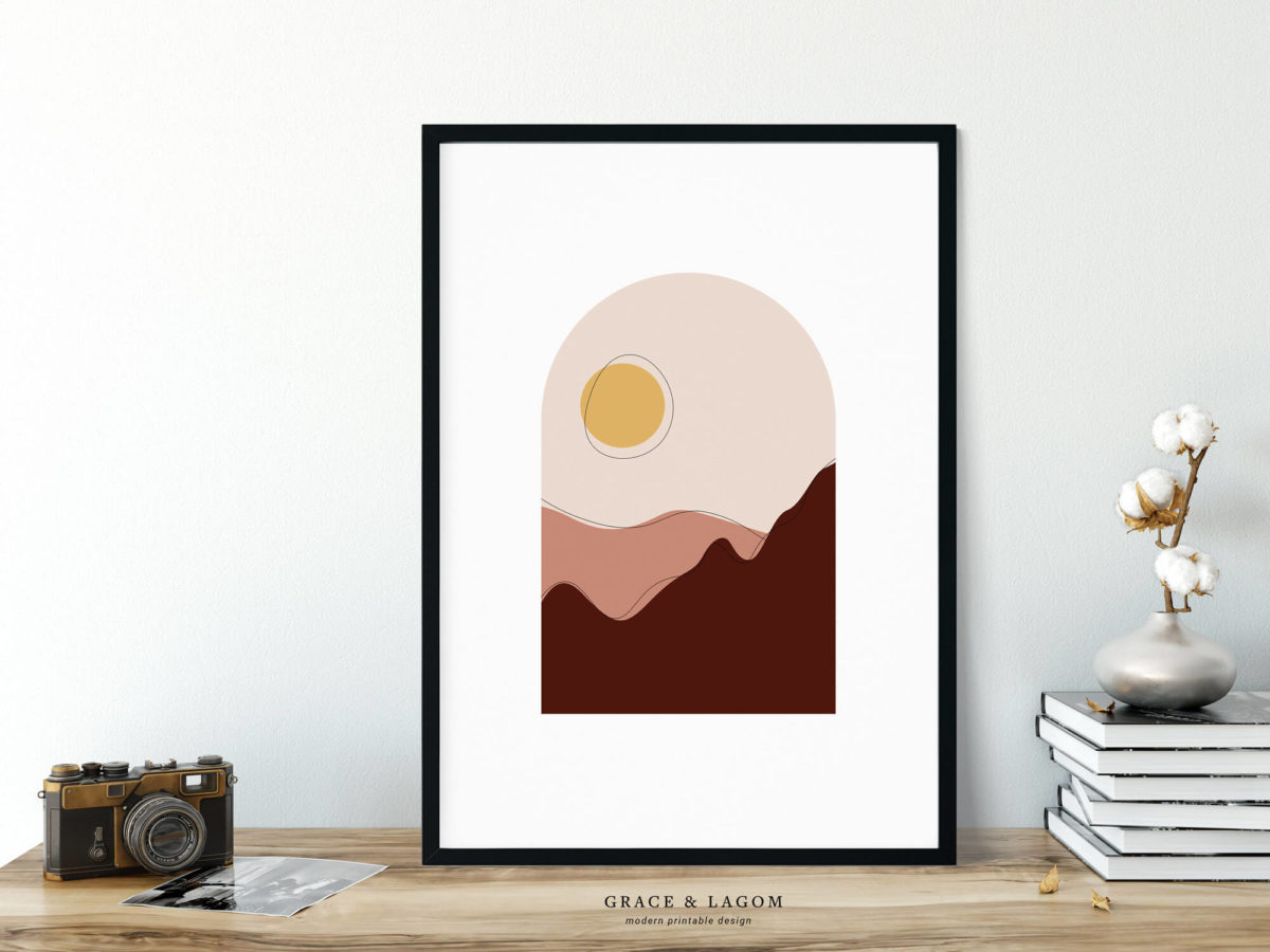 Mid Century Abstract Landscape Sunset