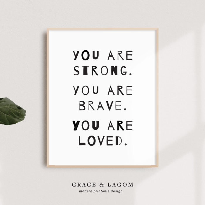 Strong Brave Loved | Kids Room Art | Printable Wall Art