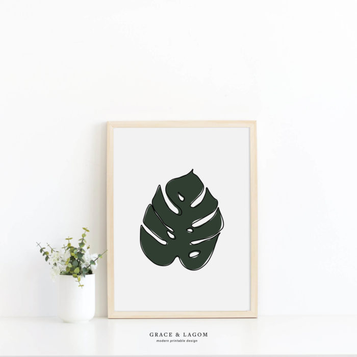 monstera leaf print printable wall art