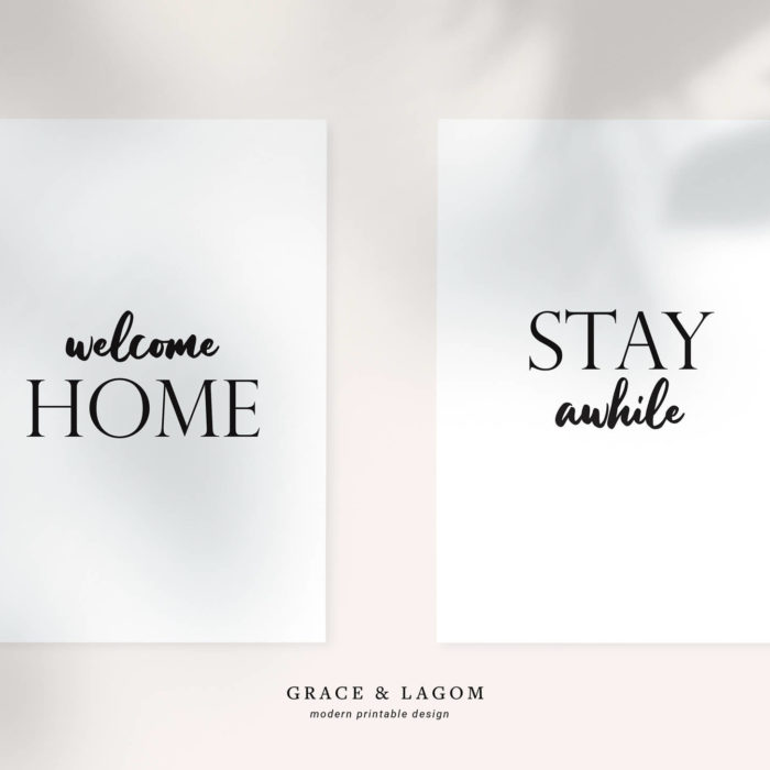 Welcome Home, Stay Awhile | Wall Art Set | Printable Wall Art