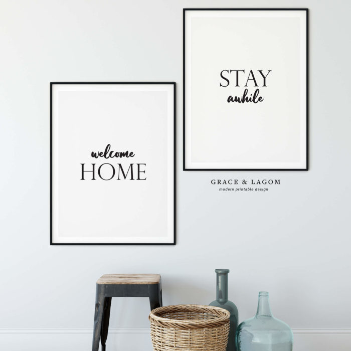 Welcome Home, Stay Awhile | Wall Art Set | Printable Wall Art