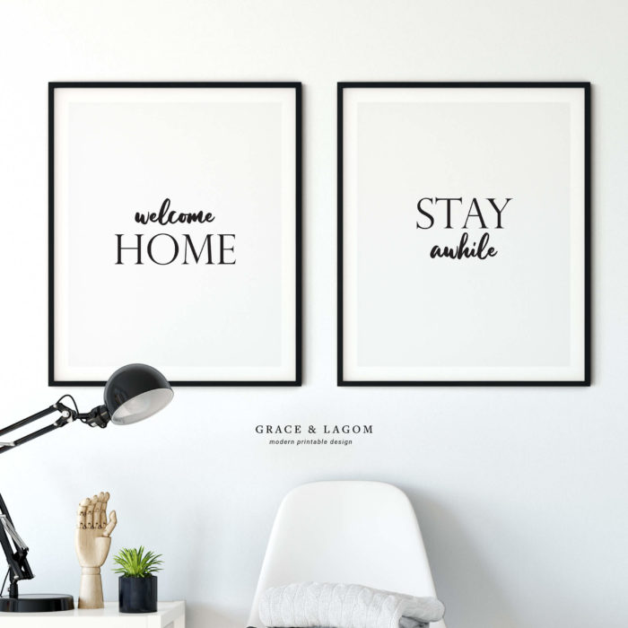 Welcome Home, Stay Awhile | Wall Art Set | Printable Wall Art