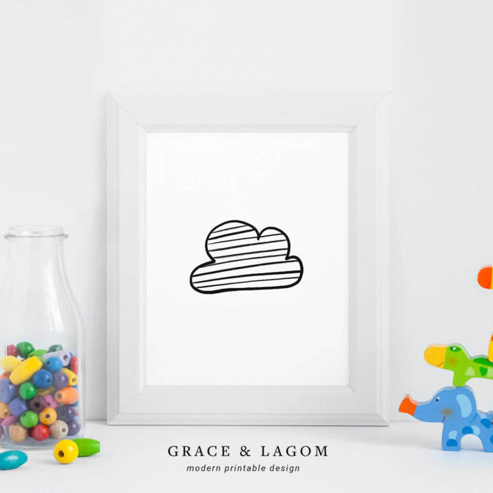 wall art for kids rooms | Black and White Cloud