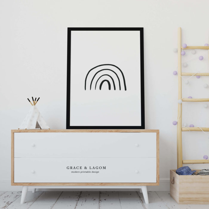wall art for kids rooms | Black and White Rainbow