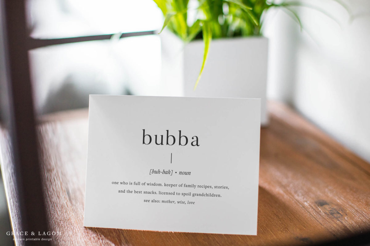 Bubba Definition Card