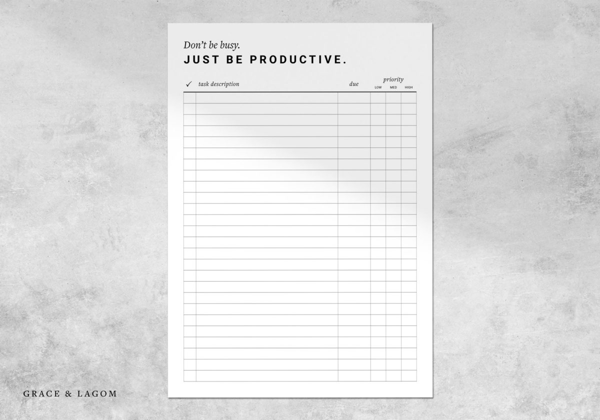 To Do List: Don't Be Busy. Just Be Productive.